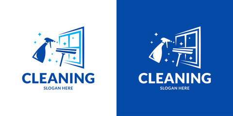 Window cleaning service logo. Vector illustration.