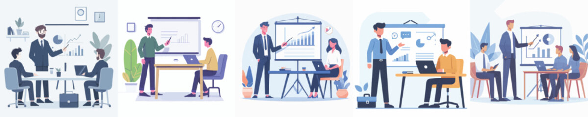 Vector of a person giving a presentation.