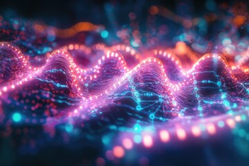 An illustration of a wave of light, suitable for representing scientific or technological concepts