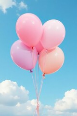 Obraz premium Soft pastel hues of balloons blend with the blue sky, pastels, balloons