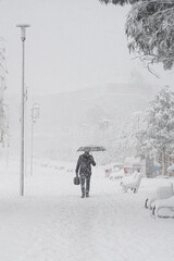 BATUMI, GEORGIA - February 19: snow in the city