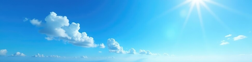 Vast blue expanse with few wispy clouds against a sunny sky, azure, light