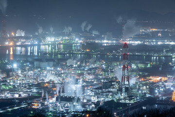 Fototapeta premium 美しい工場夜景 岡山県