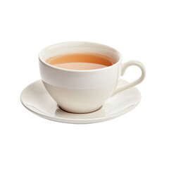 Elegant white tea cup with saucer holding warm tea