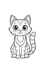 Cute Cat Line Art for Kids Coloring Pages , vector illustration design.