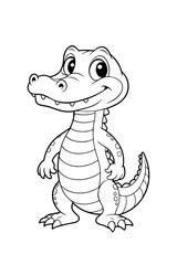 Fototapeta premium Standing Alligator outline on white background , vector illustration design.