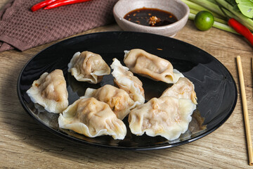 Asian steamed dumplings with meat
