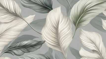 Plant drawing showing leaves in a watercolor style over a grey background