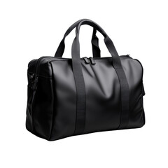 Naklejka premium Sleek black travel duffel bag with sturdy handles