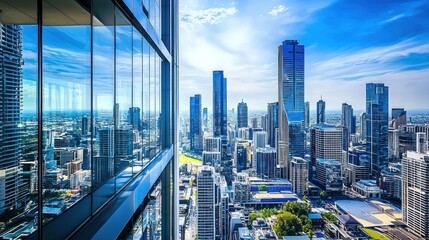 Obraz premium Melbourne's Stunning Skyline: A Modern Metropolis from Above
