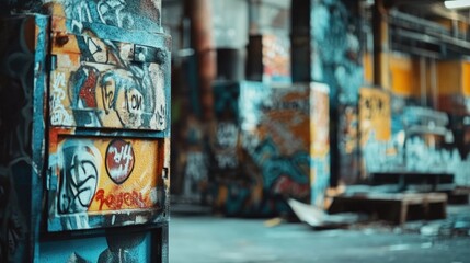 Fototapeta premium A vibrant display of colorful graffiti on the side of a building, with bold letters and playful designs