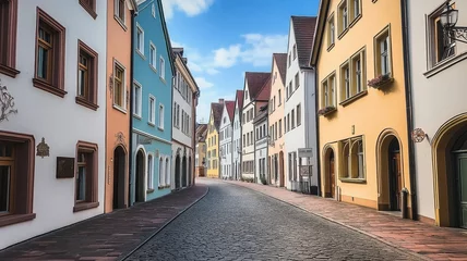 Fototapete Rund historic streets of a city surrounded by houses © Pixora Labs