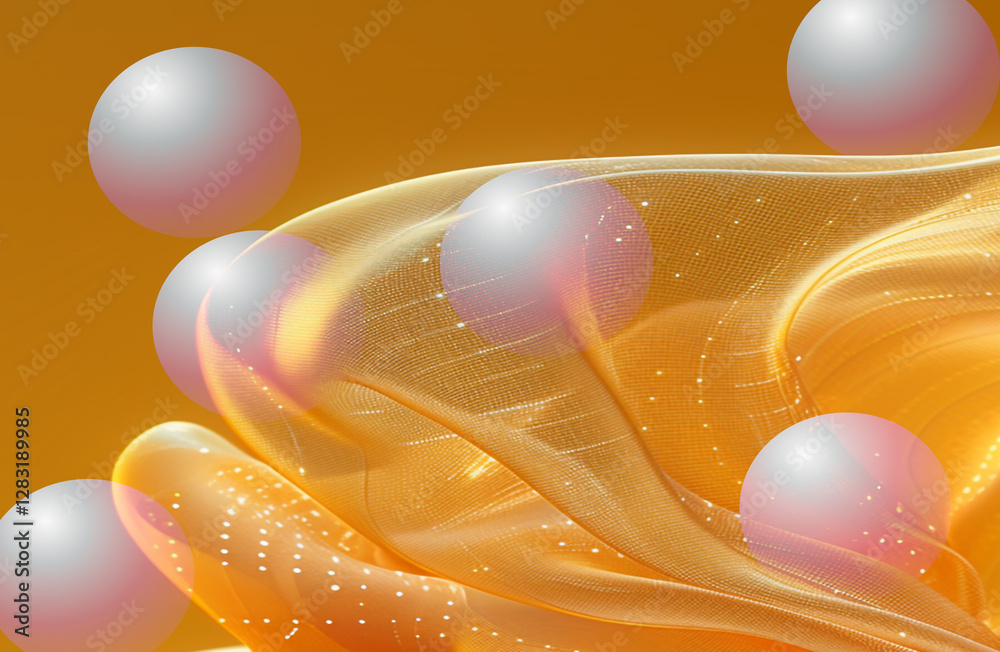 Poster abstract geometric background with circles and spheres. minimalist design with clean lines and soft 