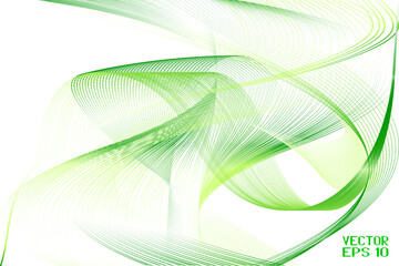 Abstract Green and Yellow Pattern with Waves. Striped Linear Texture. Vector. 3D Illustration