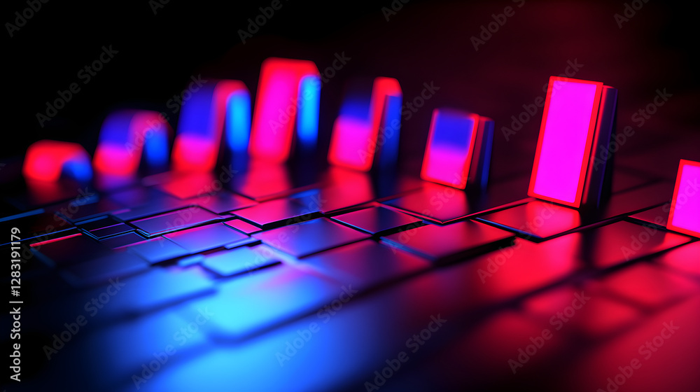 Poster dynamic colorful light patterns digital space abstract art dark environment low angle visual concept