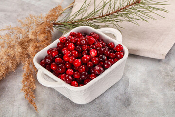 Ripe sweet sour cranberry heap
