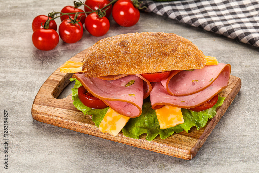 Sticker Sandwich ciabatta with mortadella and cheese