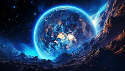 Planet in galaxy space | Generative AI
