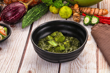 Indian cuisine - Palak paneer cheese with spinach