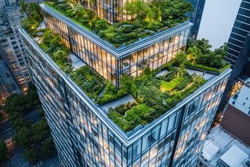 Fototapeta premium A modern building with a green roof, suitable for use in architecture or environmental context