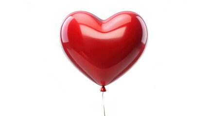 Red Heart-Shaped Balloon on White Background