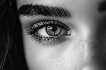 Fototapeta premium A close-up shot of a woman's eye with long eyelashes, perfect for beauty and makeup related images or editorial use