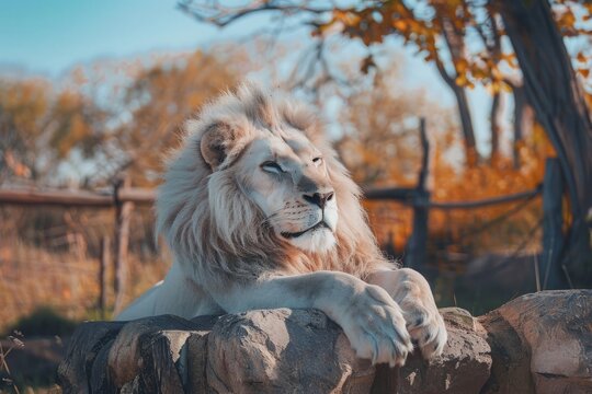 White lion in safari park Taigan, Crimea