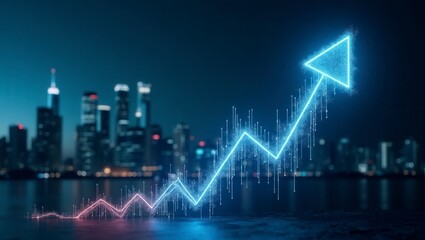 Naklejka premium Financial Success and Growth. Futuristic Digital Arrow