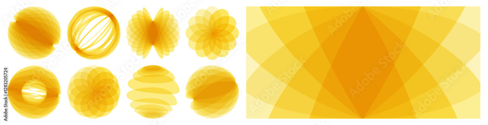 Wall mural abstract geometrical background. set of spheres. 3d vector elements made of various overlapping elem