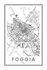 Obraz premium Printable downtown road map poster of the Italian city of FOGGIA on solid white background with city name