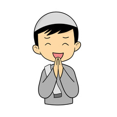 vector illustration of a boy wearing Muslim clothes