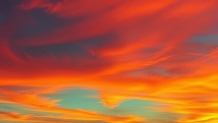 Fototapeta premium Empyrean Embers: Capturing the Radiant Splendor of a Dramatic Sunset Sky