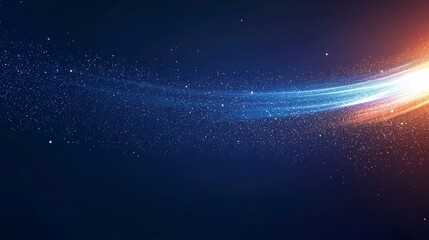 Fototapeta premium Celestial Flow: A mesmerizing swirl of glowing particles dances across a deep blue expanse, creating a sense of wonder and movement in this abstract cosmic artwork.