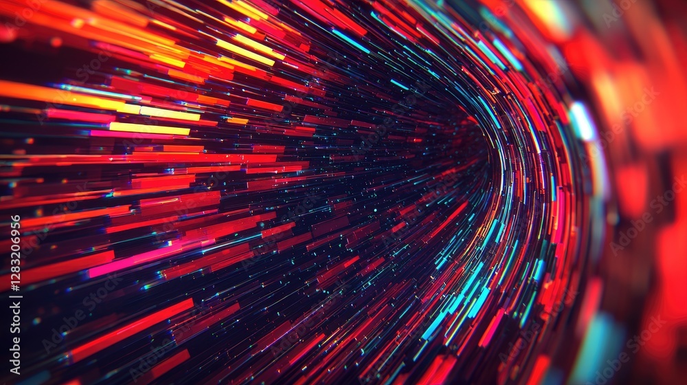 Aufkleber a vibrant, dynamic swirl of colorful lines and light, creating an illusion of speed and motion in a 