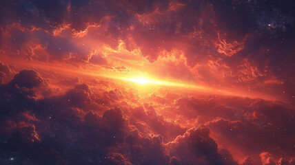 Obraz premium Beautiful texture of the bright evening sky during sunset with warm hues blending in the clouds