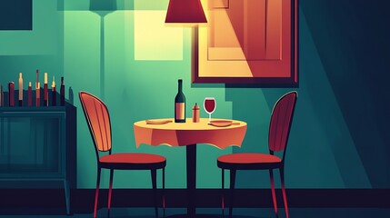 Romantic Dinner Setting In A Stylish Restaurant