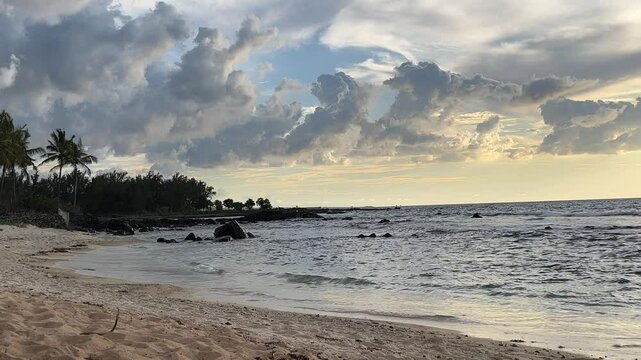 Pointe aux Piments beach on a cloudy day, Mauritius