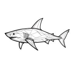 Obraz premium Geometric Shark: A minimalist line drawing of a powerful predator.