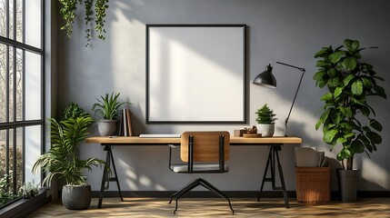 white background with two wooden poster frames on the wall above a Scandinavian-style children's bed in a light wood color. The frames are hanging from top to bottom