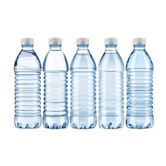 Variety of clear plastic water bottles lined up