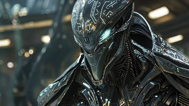 Futuristic Cyborg Close-up Advanced AI Robotics Design
