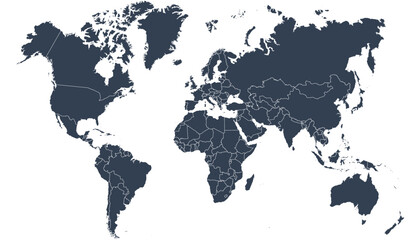 World map. Black modern vector map. Silhouette map