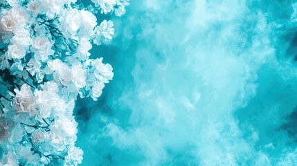 Fototapeta premium a close-up of several flowers blooming on a tree branch with a wisp of smoke emanating from the top