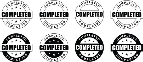 Completed labels set, completed signs stamps