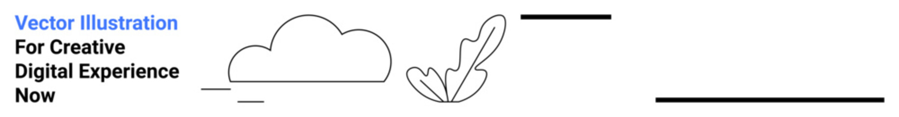 Cloud and leaf with sleek abstract elements in black and white. Ideal for nature themes, eco-friendly design, digital aesthetics, branding, creativity, modern minimalism, flat landing page banner