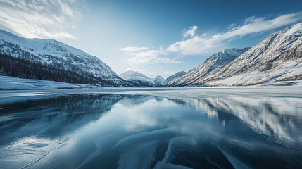 Frozen Lake Mountain Reflection

