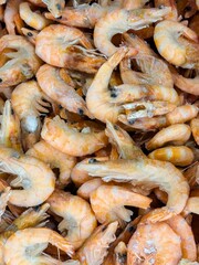 Fresh shrimp on display at a local market during the morning hours
