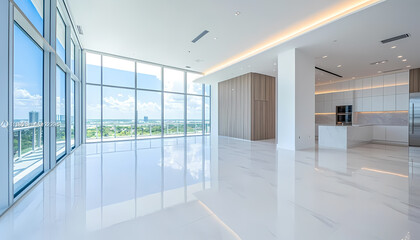 Fototapeta premium Modern residence with city skyline