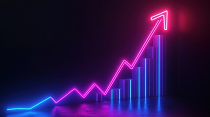 Neon Graph Showing Upward Trend Growth Success