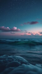A hauntingly beautiful seascape capturing the mystique of a vast ocean stretching towards the horizon